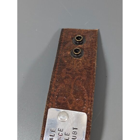 Embossed Brown Leather Snap Cuff Bracelet Inhale Confidence 7.5" - Picture 5 of 9